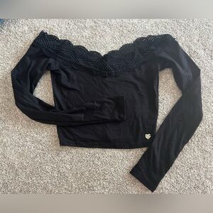 kendall & kylie black lace shirt